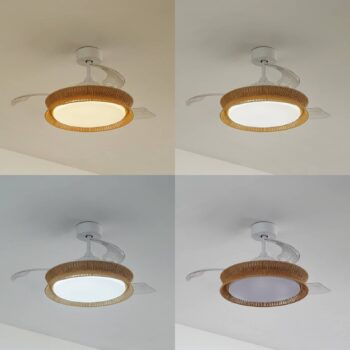 Lucande LED ventilátor Lineta, biely, lano, Ø 103 cm, tichý