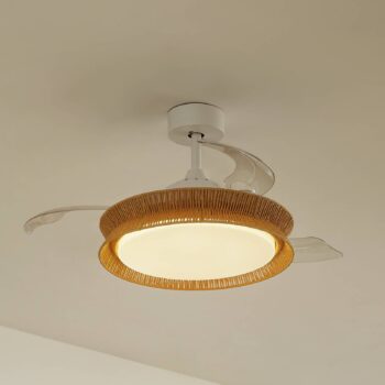 Lucande LED ventilátor Lineta, biely, lano, Ø 103 cm, tichý