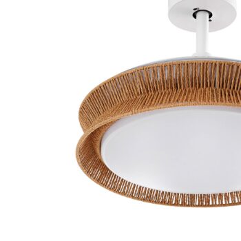 Lucande LED ventilátor Lineta, biely, lano, Ø 103 cm, tichý