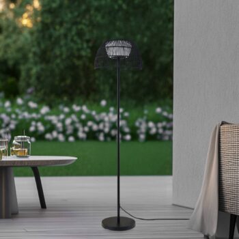 Lucande LED vonkajšia stojacia lampa Heribio, čierna, železo, 153 cm