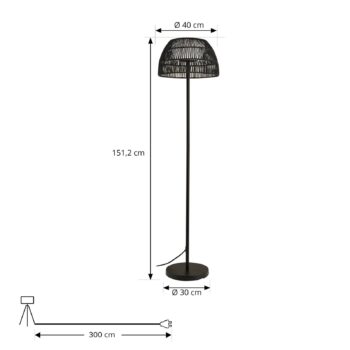 Lucande LED vonkajšia stojacia lampa Heribio, čierna, železo, 153 cm