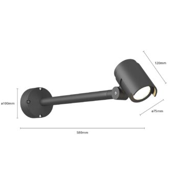 Lucande LED vonkajšie bodové svietidlo Beatrix, 58 cm, antracit, hliník