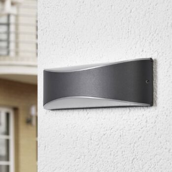 Lucande LED vonkajšie nástenné svietidlo Akira, antracit, kov, 23 cm