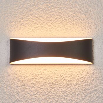 Lucande LED vonkajšie nástenné svietidlo Akira, antracit, kov, 23 cm