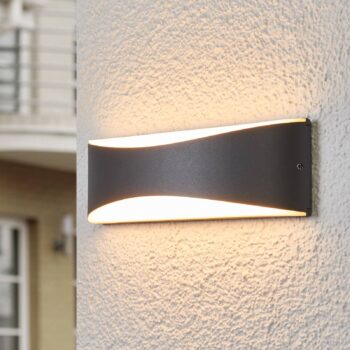 Lucande LED vonkajšie nástenné svietidlo Akira, antracit, kov, 23 cm