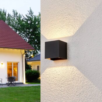 Lucande LED vonkajšie nástenné svietidlo Evie, 11 cm, antracit, hore/dole