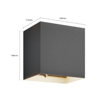 Lucande LED vonkajšie nástenné svietidlo Evie, 14 cm, antracitová farba,