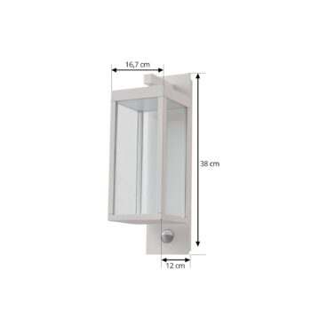 Lucande LED vonkajšie nástenné svietidlo Ferdinand, biele, senzor, 38 cm