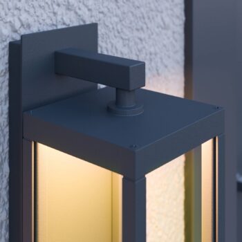 Lucande LED vonkajšie nástenné svietidlo Ferdinand, senzor, sivé, 38 cm