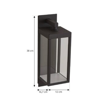 Lucande LED vonkajšie nástenné svietidlo Ferdinand, sivé, kov, 38 cm