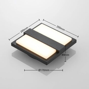 Lucande LED vonkajšie nástenné svietidlo Gylfi, 20 cm, antracit, hliník