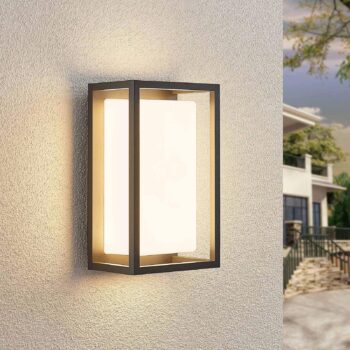 Lucande LED vonkajšie nástenné svietidlo Ilirian, antracit, hliník, 15 cm
