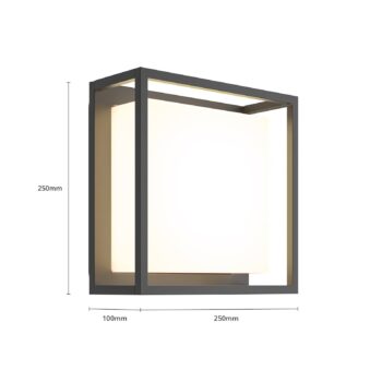 Lucande LED vonkajšie nástenné svietidlo Ilirian, antracit, hliník, 25 cm