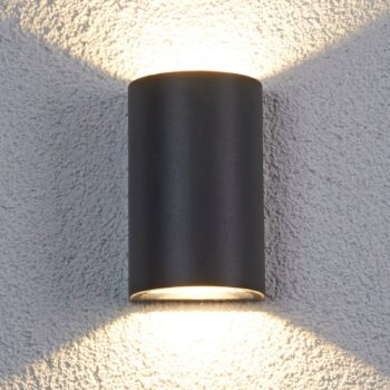 Lucande LED vonkajšie nástenné svietidlo Jale, 16 cm, antracit, hliník