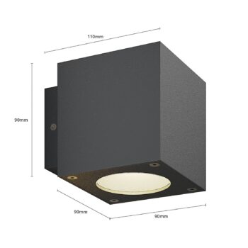 Lucande LED vonkajšie nástenné svietidlo Jarno, antracit, kov, 9 cm
