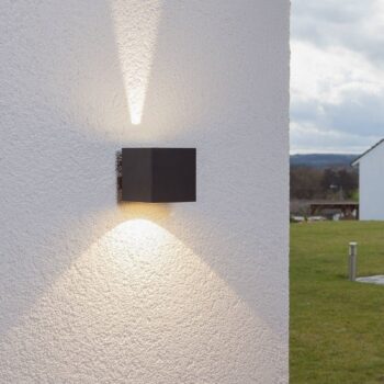 Lucande LED vonkajšie nástenné svietidlo Jarno, antracit, kov, 9 cm
