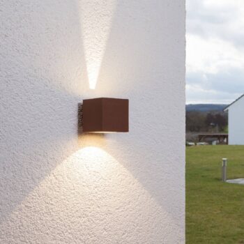 Lucande LED vonkajšie nástenné svietidlo Jarno, hrdza, kov, 9cm