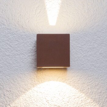 Lucande LED vonkajšie nástenné svietidlo Jarno, hrdza, kov, 9cm