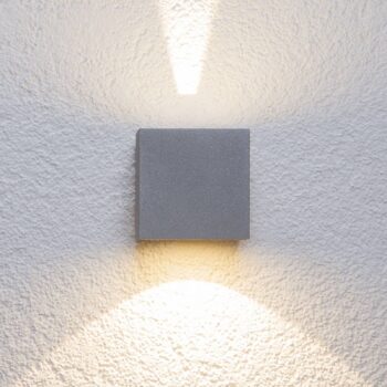 Lucande LED vonkajšie nástenné svietidlo Jarno, strieborná farba, kov, 9 cm
