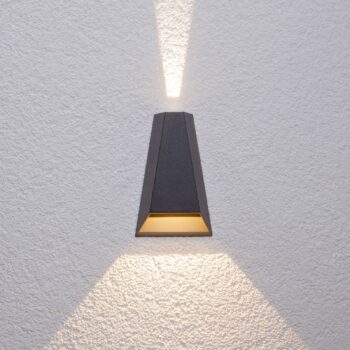 Lucande LED vonkajšie nástenné svietidlo Jendrik, výška 17 cm, antracitová farba