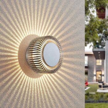 Lucande LED vonkajšie nástenné svietidlo Keany, kov, Ø 16 cm, IP54