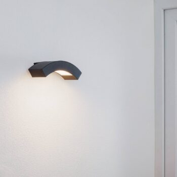 Lucande LED vonkajšie nástenné svietidlo Lennik, 26 cm, antracit, kov