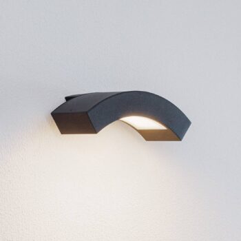 Lucande LED vonkajšie nástenné svietidlo Lennik, 26 cm, antracit, kov