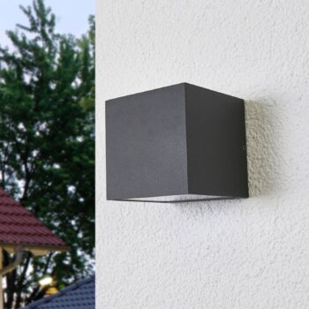 Lucande LED vonkajšie nástenné svietidlo Merjem, 12 cm, dole, IP54