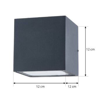 Lucande LED vonkajšie nástenné svietidlo Merjem, 12 cm, hore/dole, IP54