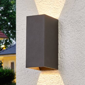 Lucande LED vonkajšie nástenné svietidlo Mikka, 17 cm, antracit, 2 svetlá.