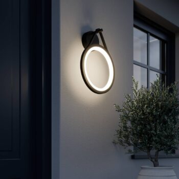 Lucande LED vonkajšie nástenné svietidlo Mirco, 30 cm, čierne, IP65