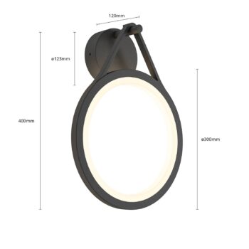 Lucande LED vonkajšie nástenné svietidlo Mirco, 30 cm, čierne, IP65