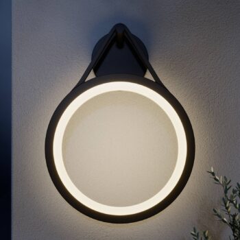 Lucande LED vonkajšie nástenné svietidlo Mirco, 30 cm, čierne, IP65