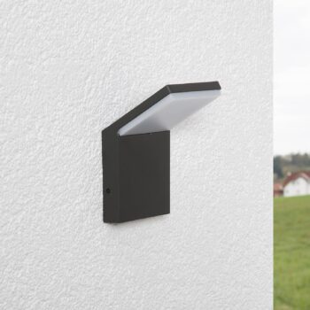 Lucande LED vonkajšie nástenné svietidlo Nevio, 17 cm, antracit, hliník