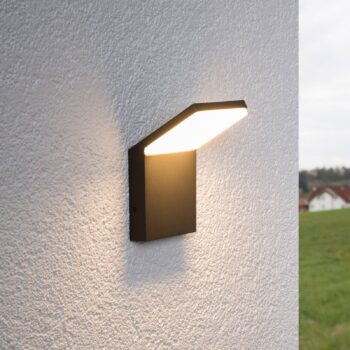 Lucande LED vonkajšie nástenné svietidlo Nevio, 17 cm, antracit, hliník