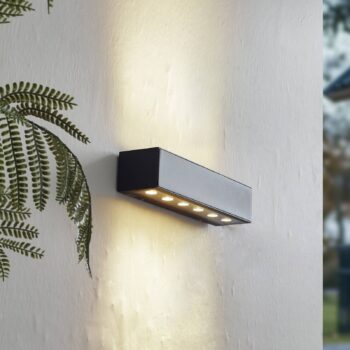 Lucande LED vonkajšie nástenné svietidlo Selim, dĺžka 30 cm, čierna