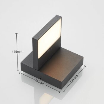 Lucande LED vonkajšie nástenné svietidlo Silvan, antracit, IP65, 14 cm