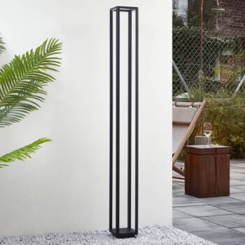 Lucande LED vonkajšie svetlo Thorvid, výška 180 cm, čierna