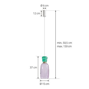 Lucande LED závesná lampa Fay, fialová/tmavo zelená, sklo, Ø 15 cm