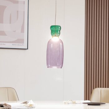 Lucande LED závesná lampa Fay, fialová/tmavo zelená, sklo, Ø 15 cm