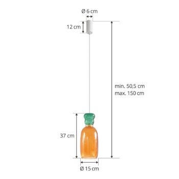 Lucande LED závesná lampa Fay, oranžová/tmavo zelená, sklo, Ø 15 cm