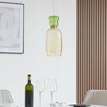 Lucande LED závesná lampa Fay, žltá/svetlozelená, sklo, Ø 15 cm