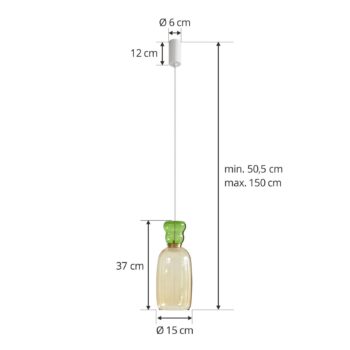 Lucande LED závesná lampa Fay, žltá/svetlozelená, sklo, Ø 15 cm