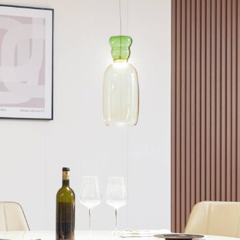 Lucande LED závesná lampa Fay, žltá/svetlozelená, sklo, Ø 15 cm