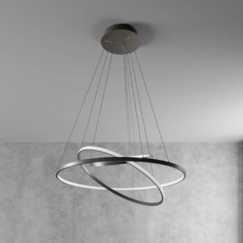 Lucande LED závesné svetlo Ezan, nikel, kov, Ø 80 cm