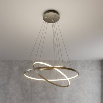 Lucande LED závesné svetlo Ezan, nikel, kov, Ø 80 cm