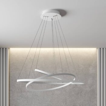 Lucande LED závesné svetlo Ezana, biela, kov, Ø 80 cm