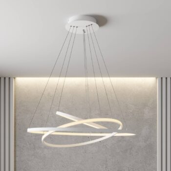 Lucande LED závesné svetlo Ezana, biela, kov, Ø 80 cm