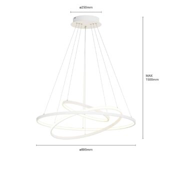 Lucande LED závesné svetlo Ezana, biela, kov, Ø 80 cm