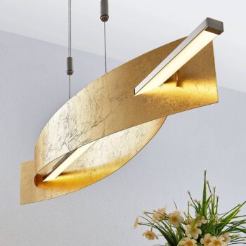 Lucande LED závesné svetlo Marija, 101 cm, zlatá farba, stmievateľné